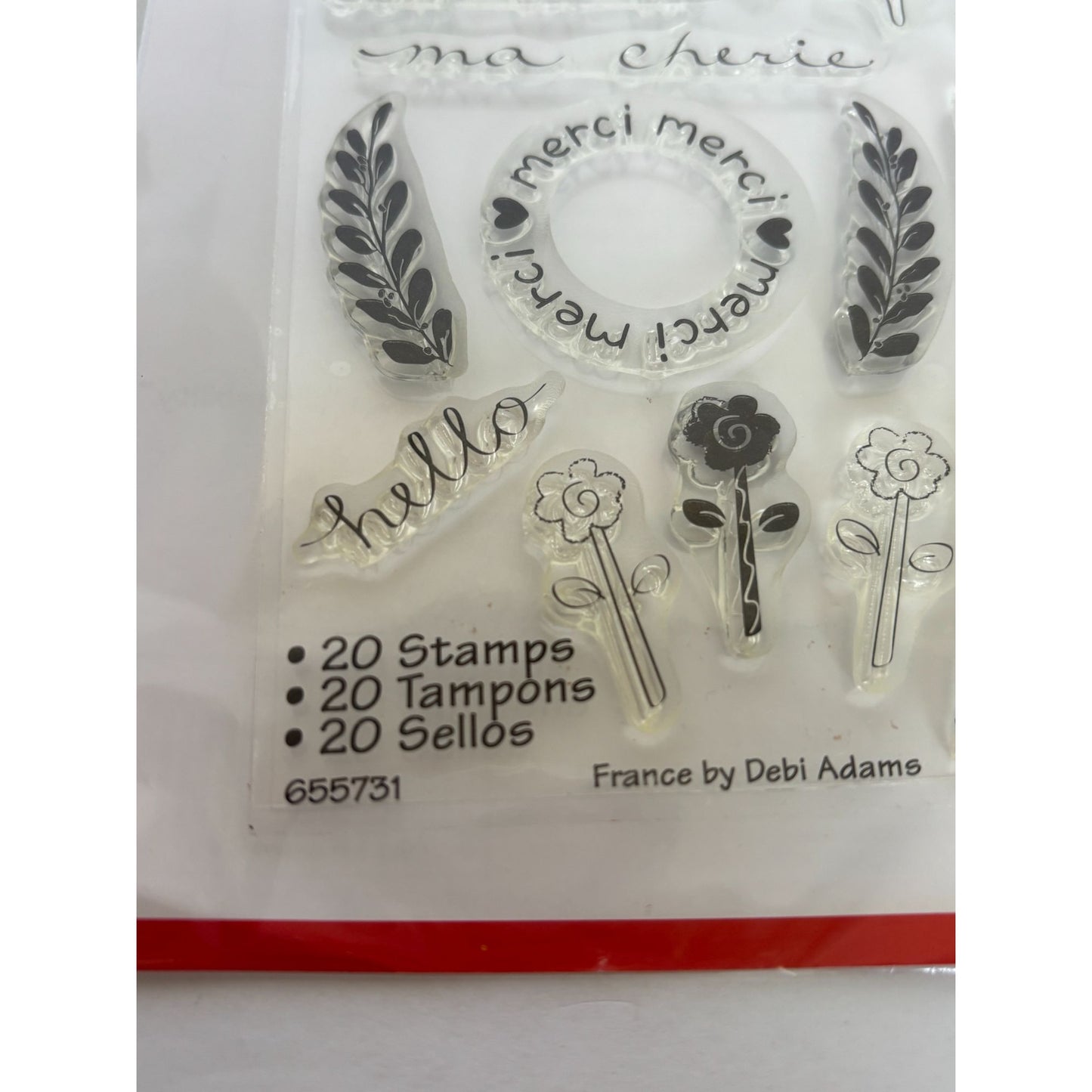 Sizzix Photopolymer Clear Stamps Paris France Merci Eiffel Tower Bonjour Words