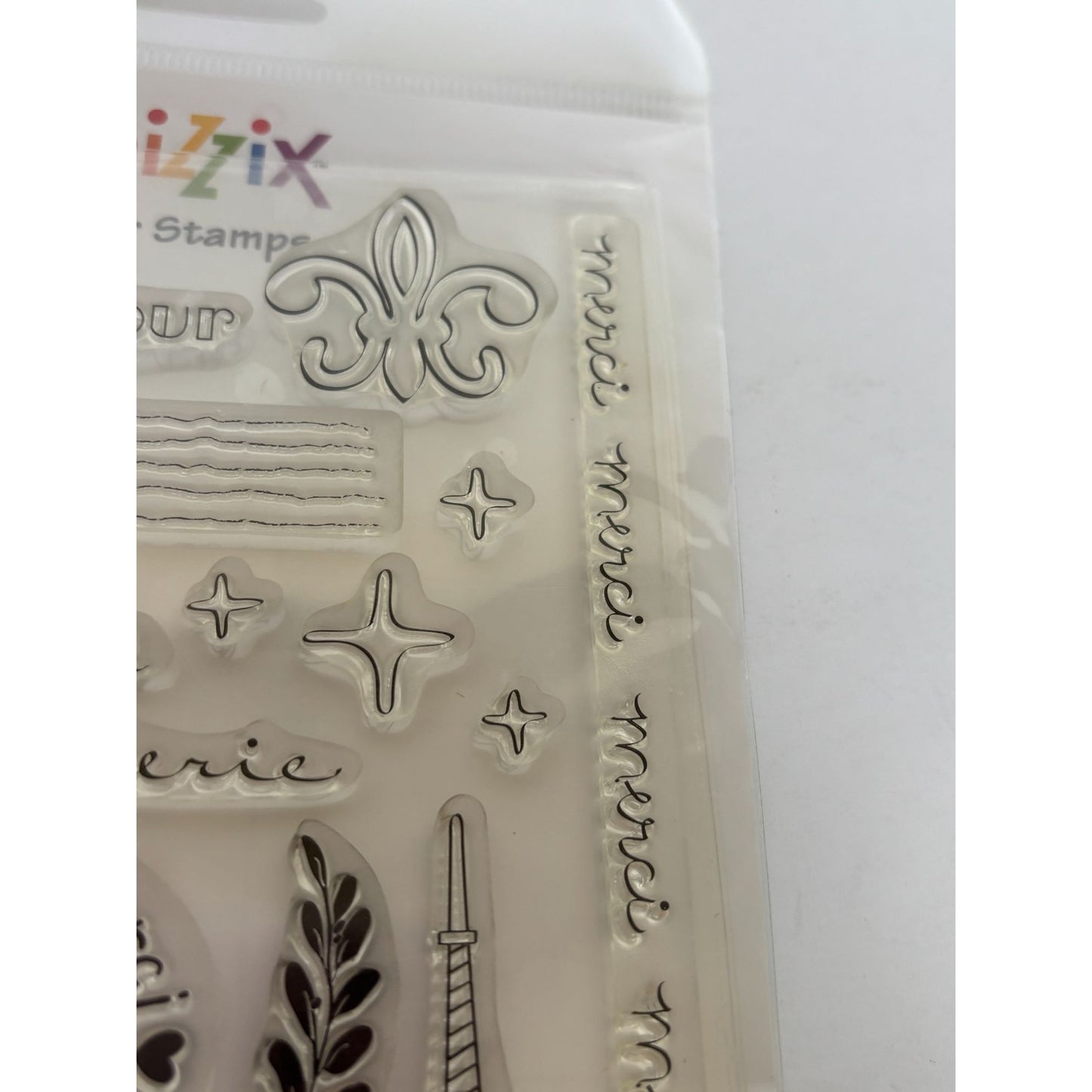 Sizzix Photopolymer Clear Stamps Paris France Merci Eiffel Tower Bonjour Words