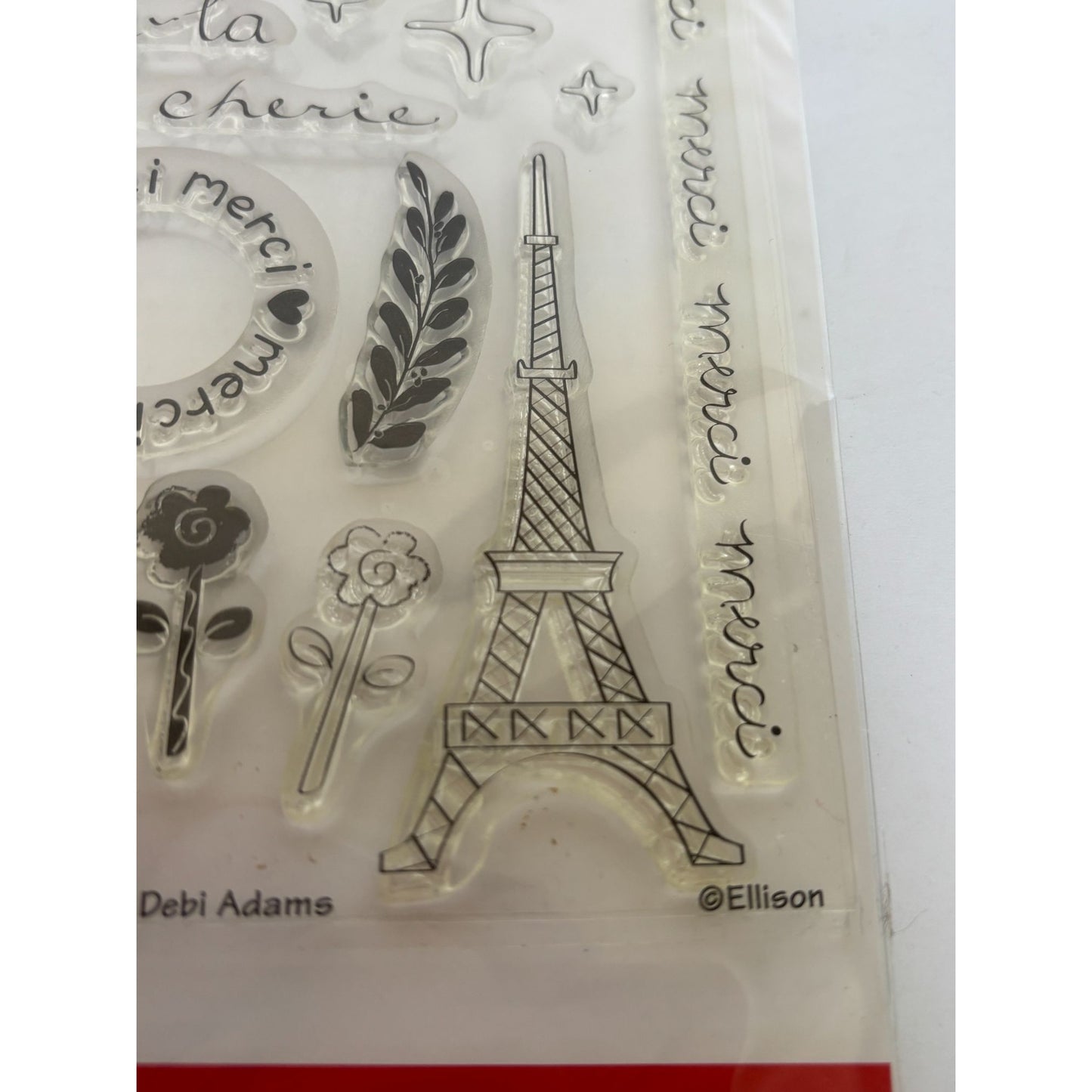 Sizzix Photopolymer Clear Stamps Paris France Merci Eiffel Tower Bonjour Words