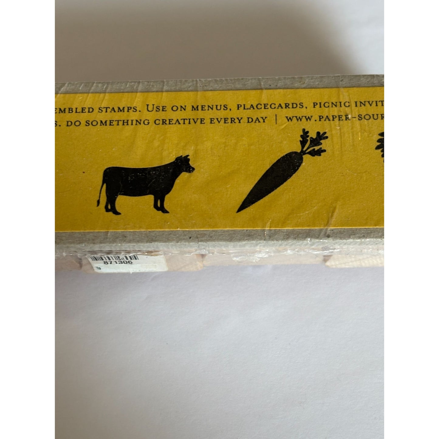 Paper Source Rubber Stamps Set Menu Chicken Pig Fish Cow Carrot Recipe Cards New