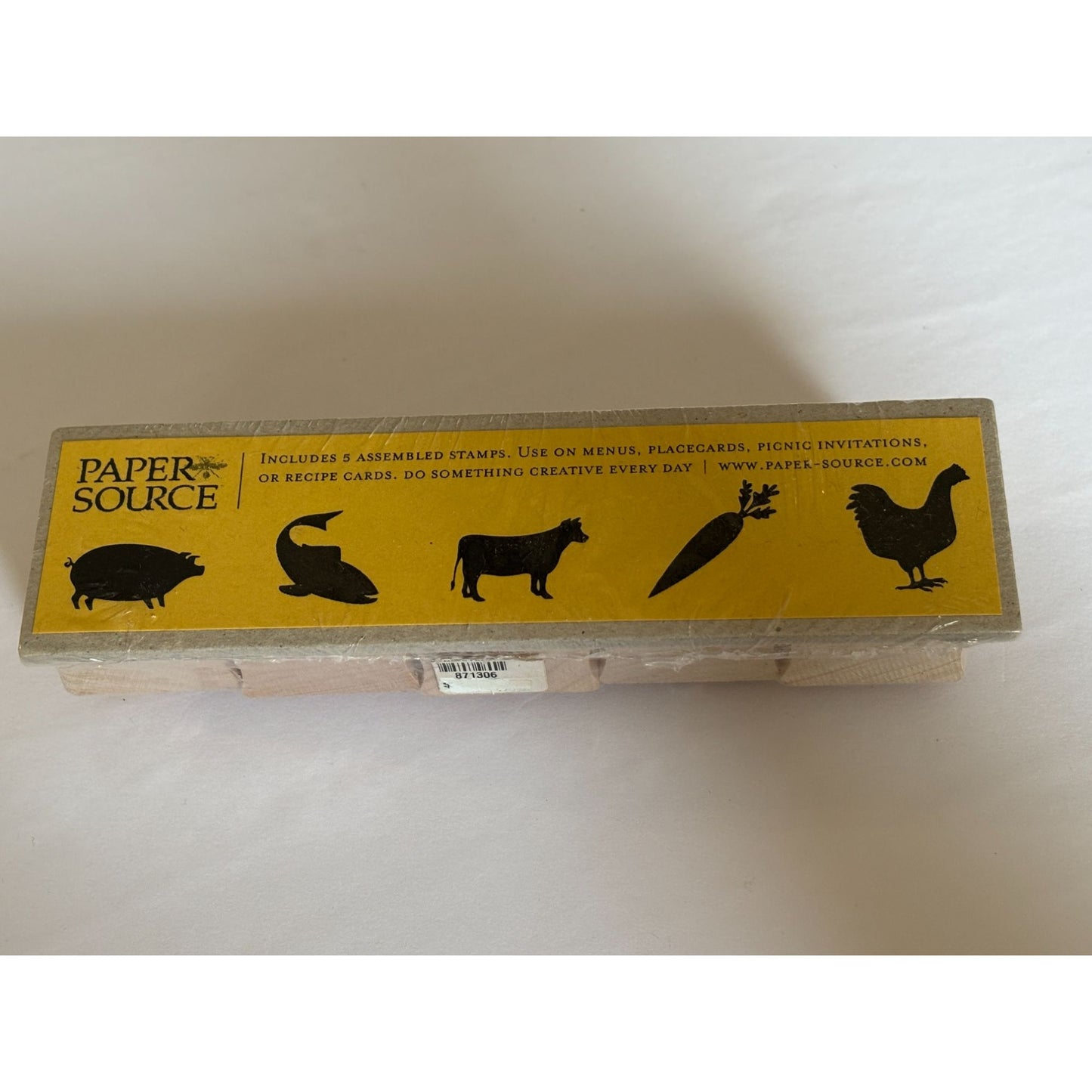 Paper Source Rubber Stamps Set Menu Chicken Pig Fish Cow Carrot Recipe Cards New