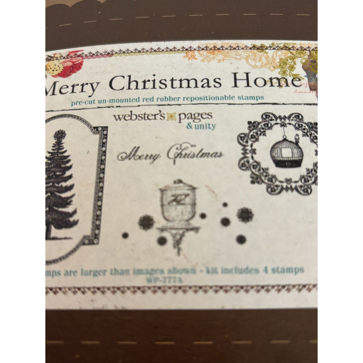 Unity Stamp Company Rubber Stamps Set Merry Christmas Home Birdcage Bird Holiday