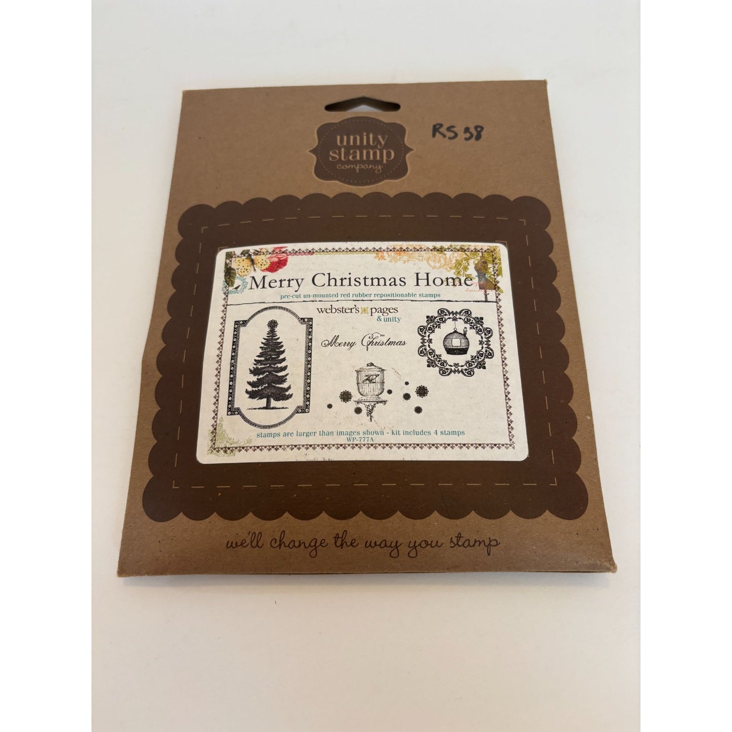 Unity Stamp Company Rubber Stamps Set Merry Christmas Home Birdcage Bird Holiday