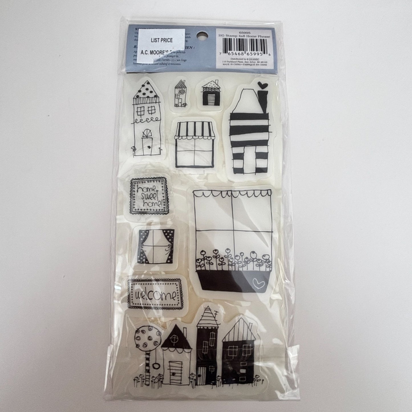Heidi Grace Rubber Cling Stamps Set Home Sweet Home Phrase Real Estate Window Sill Neighborhood