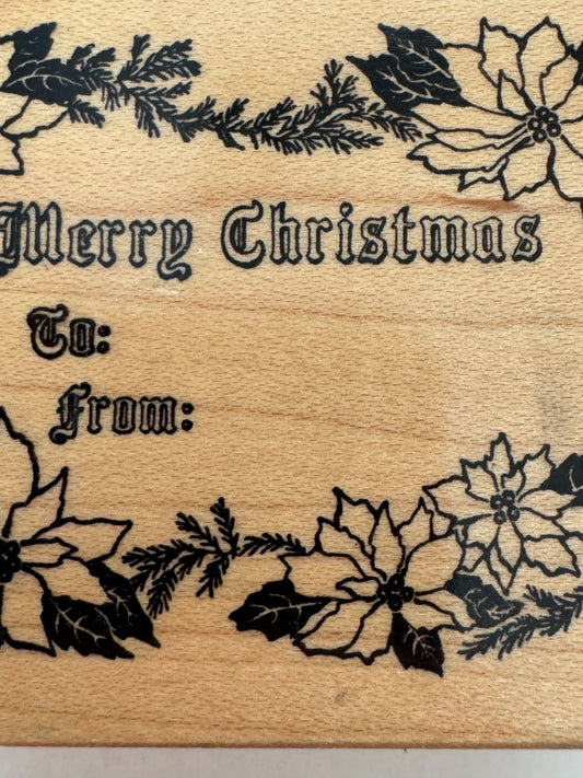PSX Rubber Stamp To From Gift Tag Card Making Words Merry Christmas