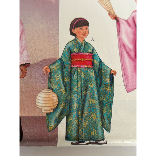 Butterick Sewing Pattern P450 Girls Asian Costume Kimono Traditional Dress Robe