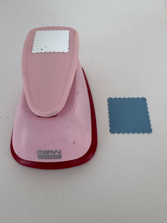 Marvy Uchida Craft Punch Pink Scalloped Square Scrapbooking Card Making 1.75 in