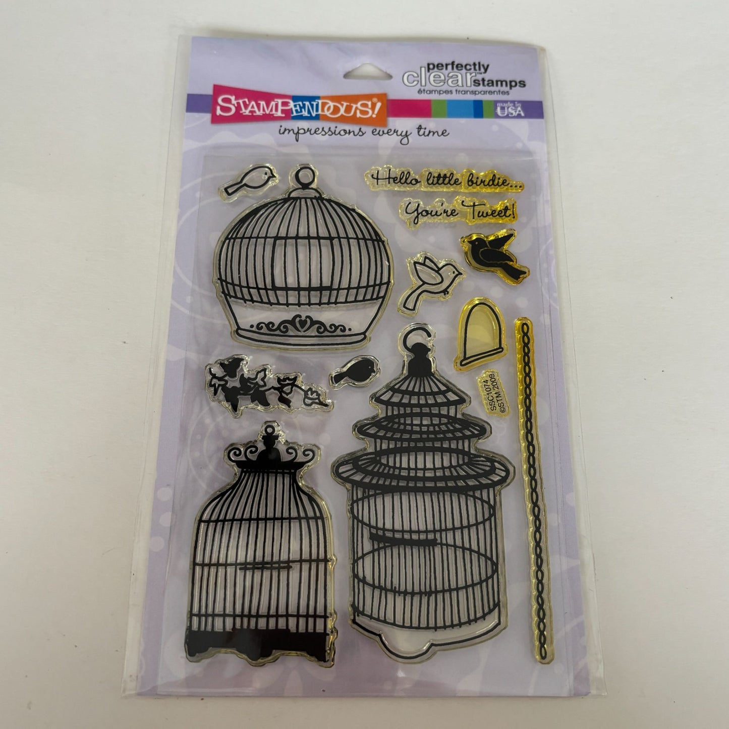 Stampendous Perfectly Clear Stamps Set Tweet Cages Bird Sweet Pun Cardmaking Scrapbooking Words