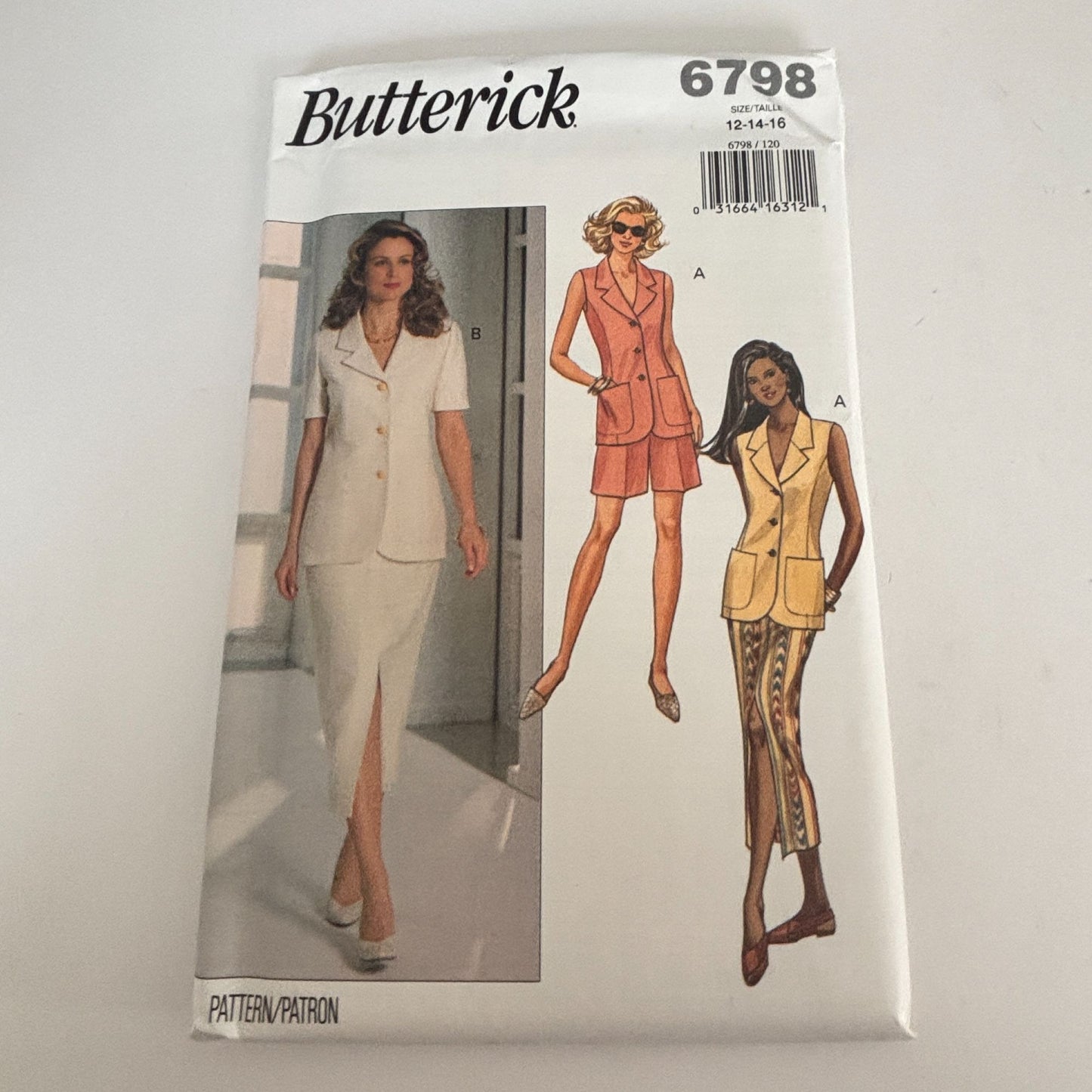 Butterick Sewing Pattern 6798 Top Skirt Shorts Set 90s Minimalist Summer Suit 12-16 Uncut