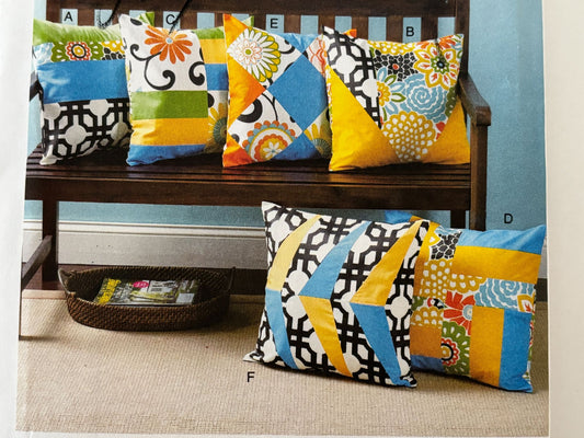 Butterick Sewing Pattern B6500 Waverly Pillow Cover Modern Patchwork Geometric DIY Home Decor