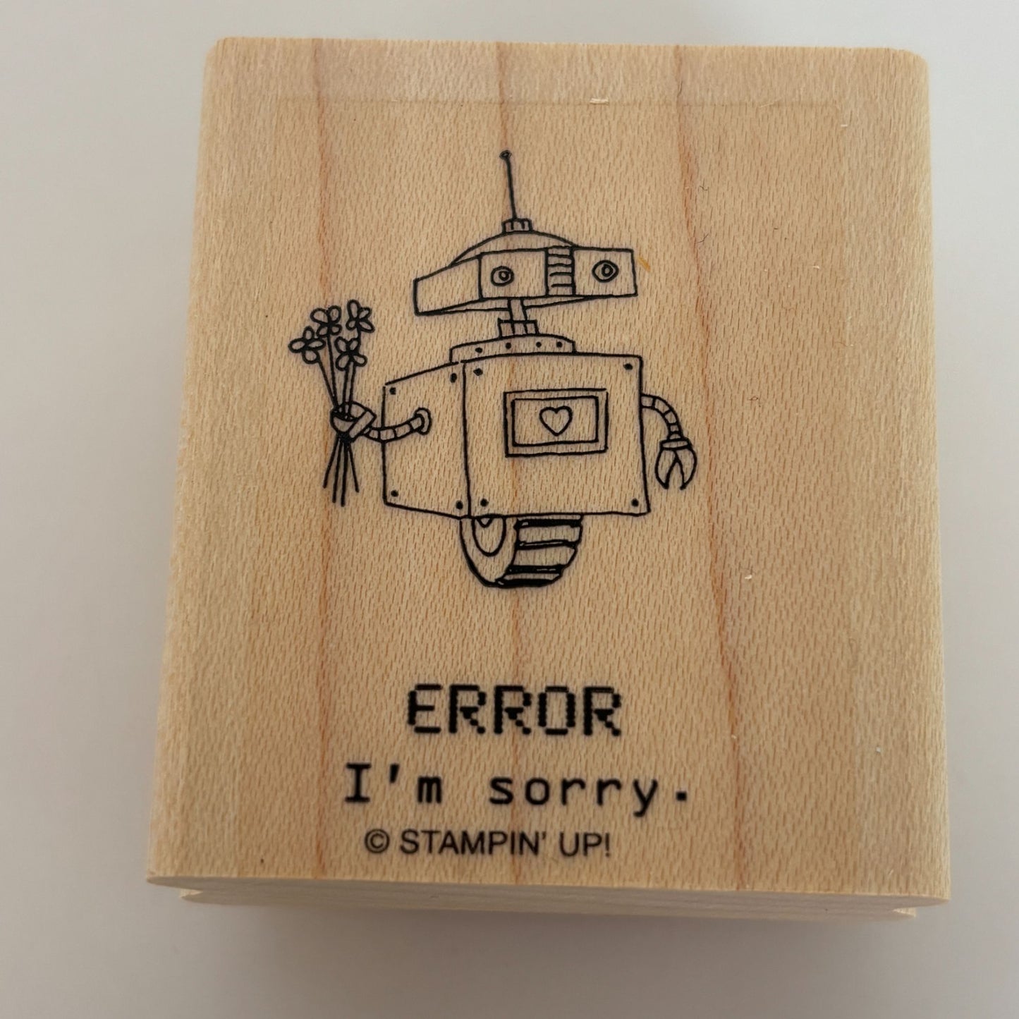 Stampin Up Rubber Stamp Robot Error I am Sorry Apology Card Making Sentiment
