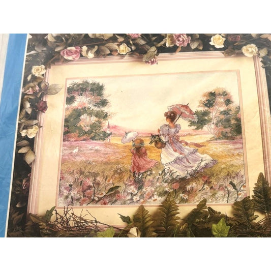 Candamar Designs Cross Stitch Kit Spring Meadow Scene Mother Daughter Spring