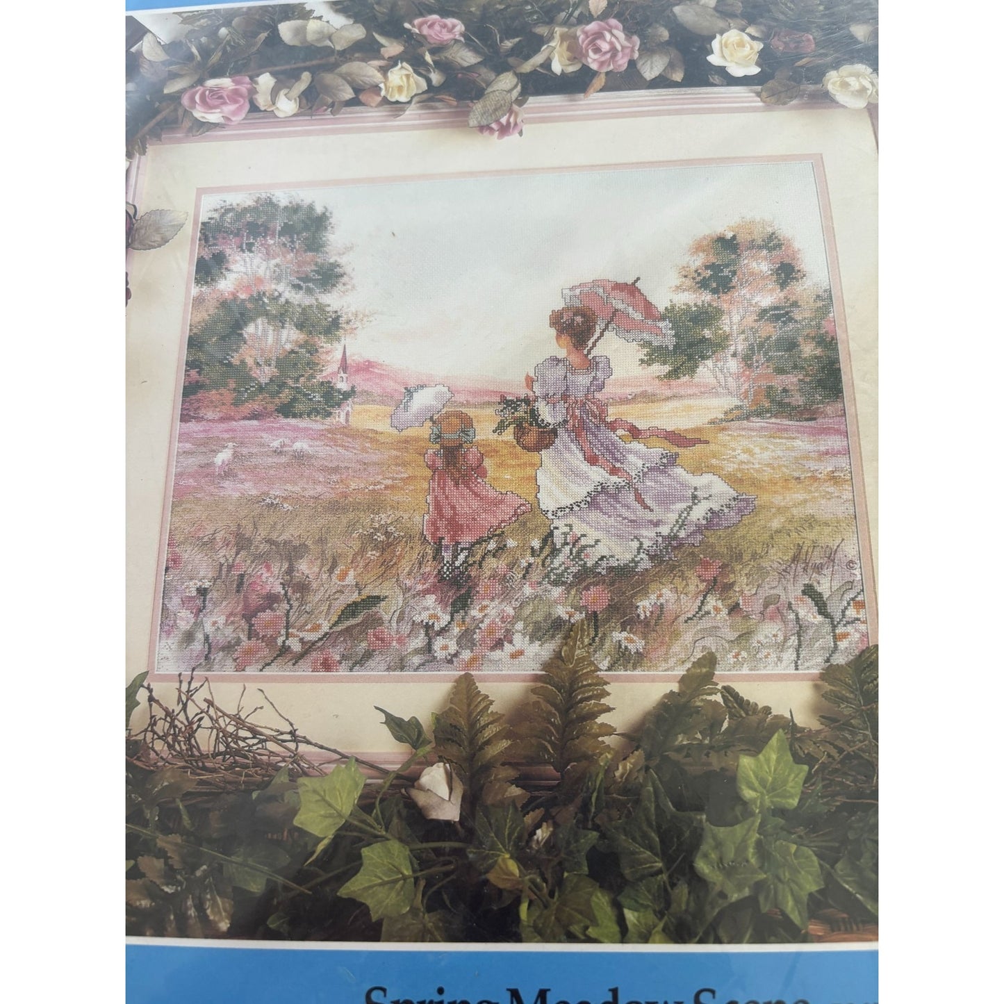 Candamar Designs Cross Stitch Kit Spring Meadow Scene Mother Daughter Spring