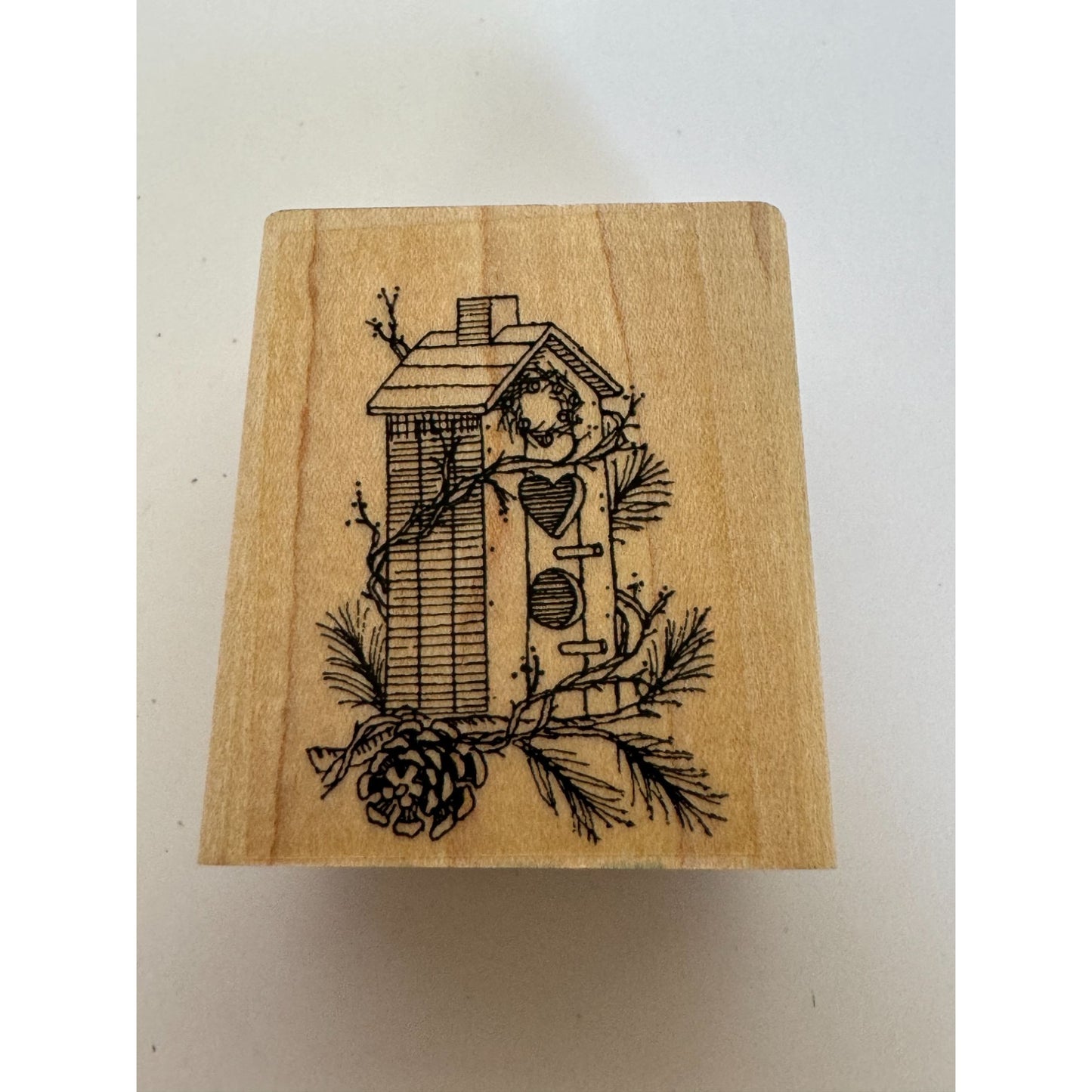 Stampin Up Rubber Stamp Birdhouse Christmas Card Making Holiday Bird House Heart