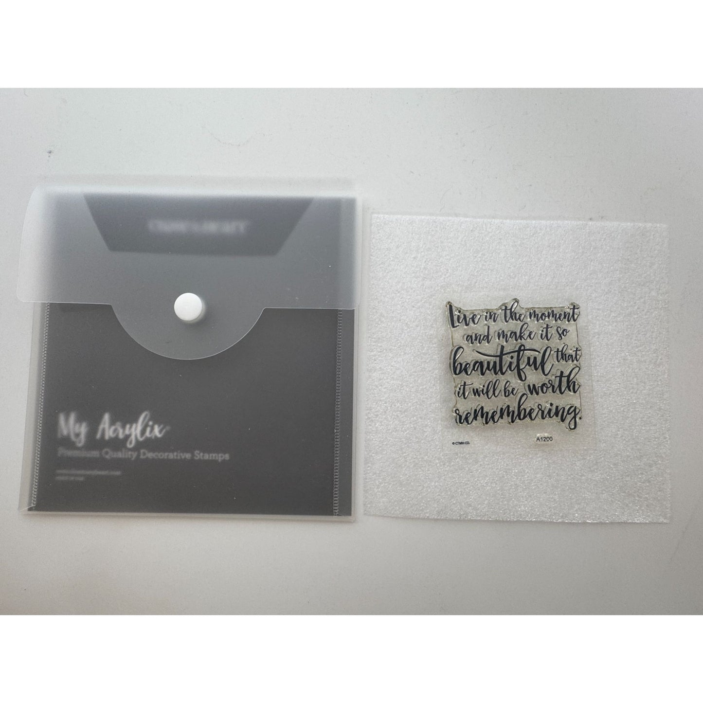 CTMH My Acrylix Acrylic Stamp Beautiful Moments Sentiments Inspire Words A1200