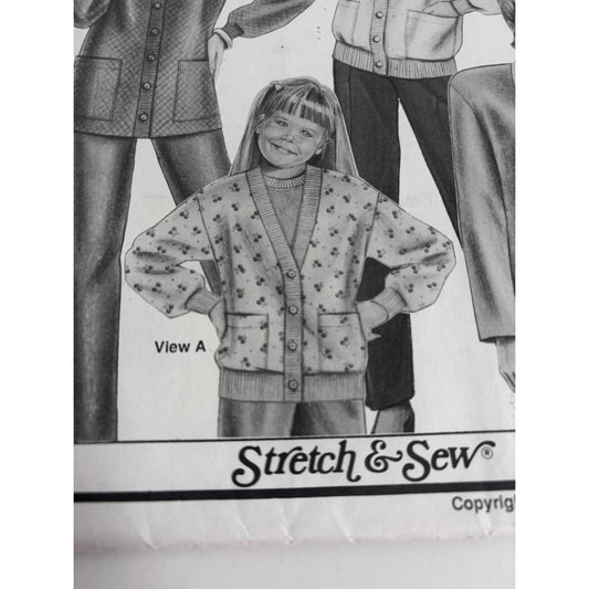 Stretch and Sew Sewing Pattern 1083 Ladies Childrens Cardigans Sweaters Uncut