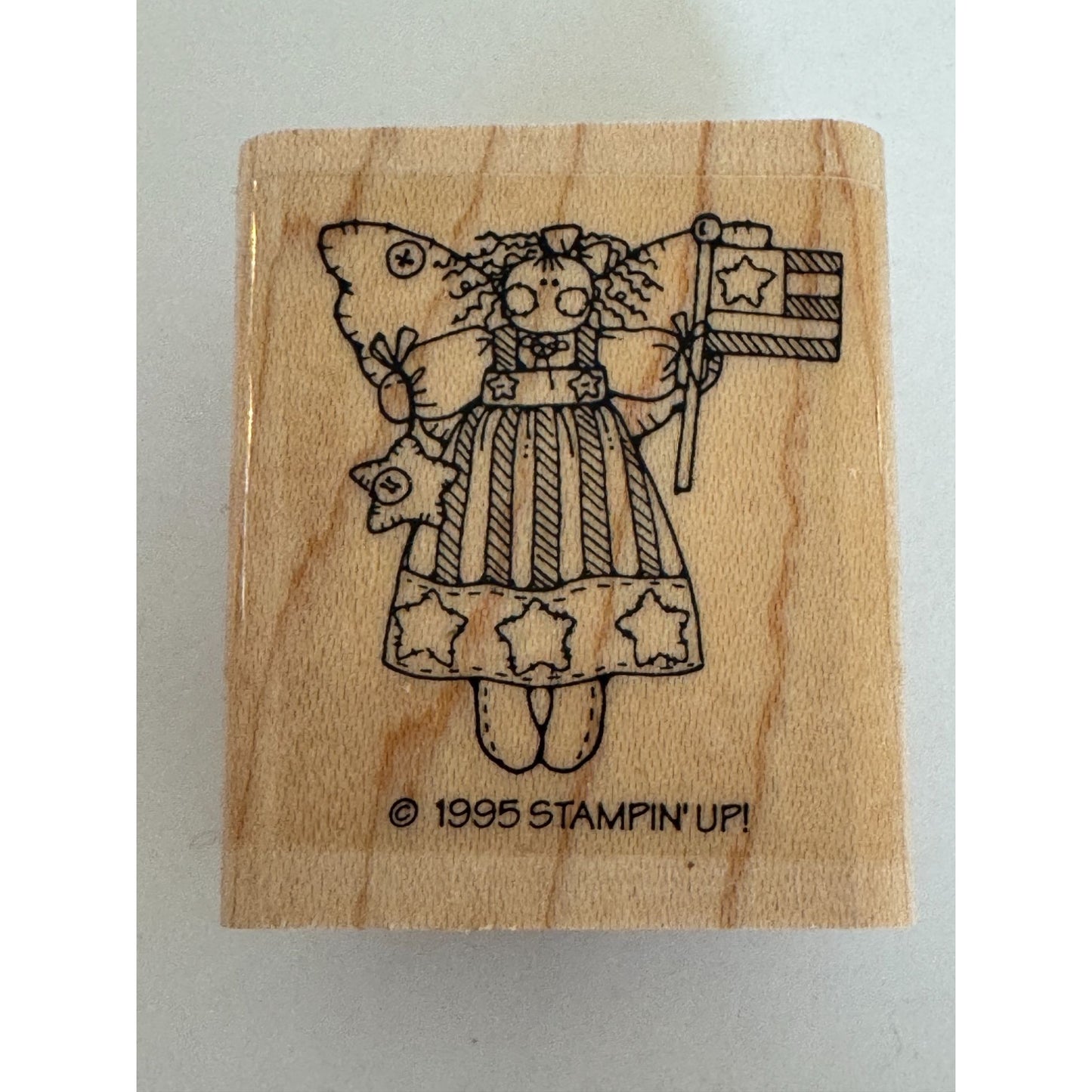 Stampin Up Rubber Stamp Patriotic Angel American Flag Star Dress Fourth of July