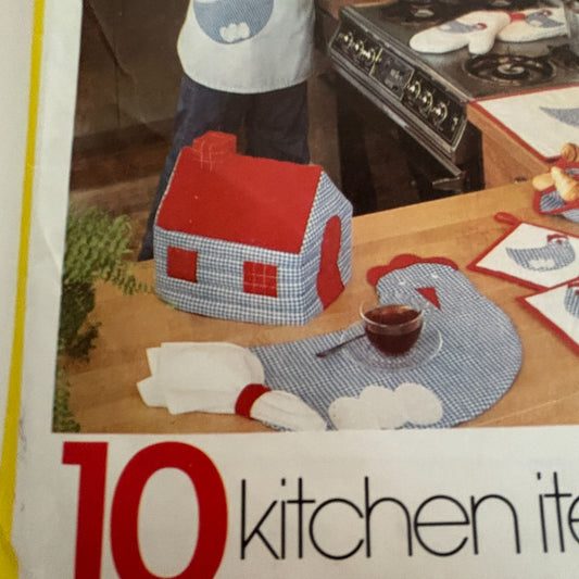 Simplicity House Sewing Pattern 124 Chicken Kitchen Apron Mitts Placemats Napkin