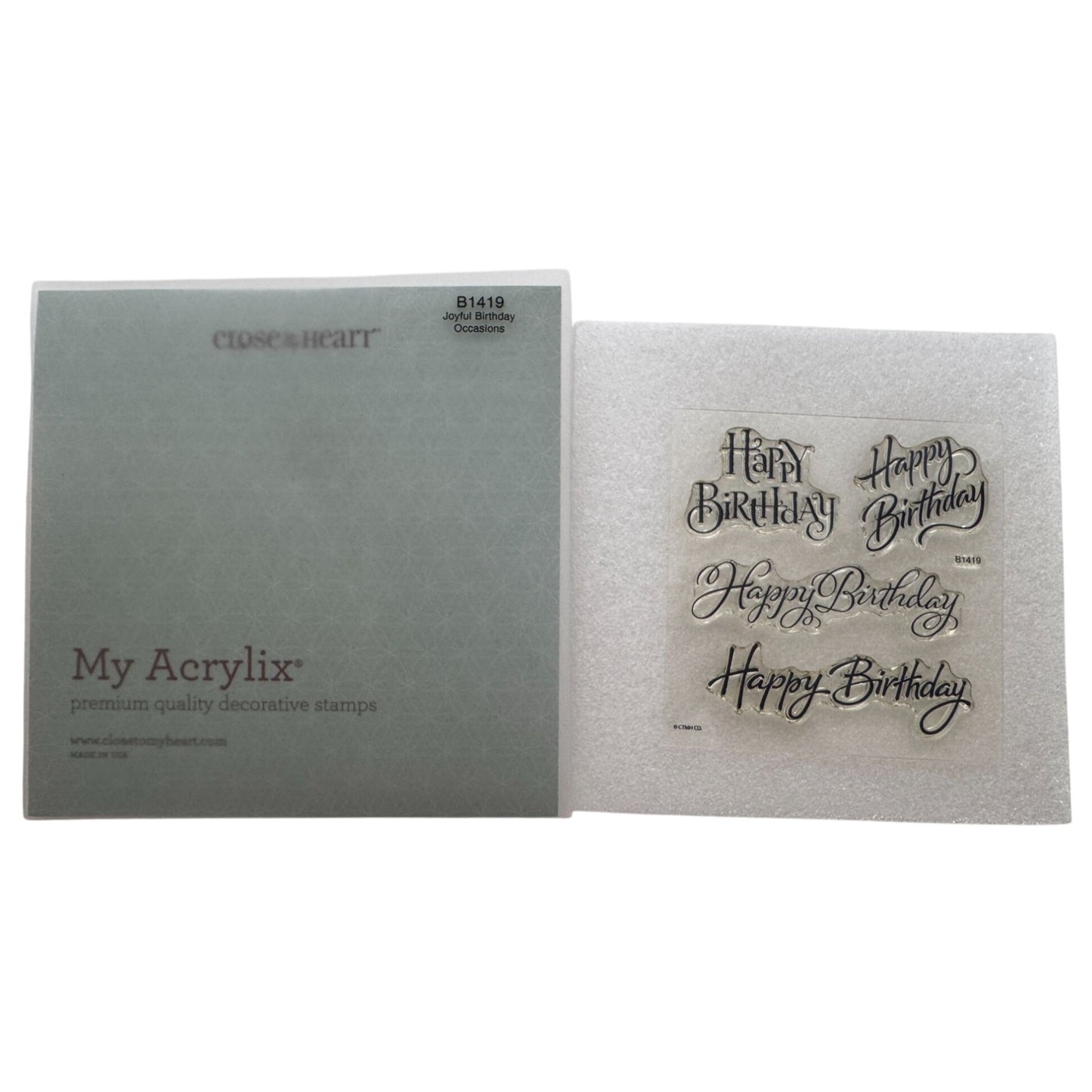 CTMH My Acrylix Acrylic Stamp Set Joyful Birthday Happy Sentiments Card Making