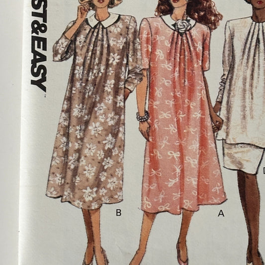 Butterick Sewing Pattern 6736 Maternity Dress 80s Vintage Cottagecore 6-10 Uncut Top Skirt Dress