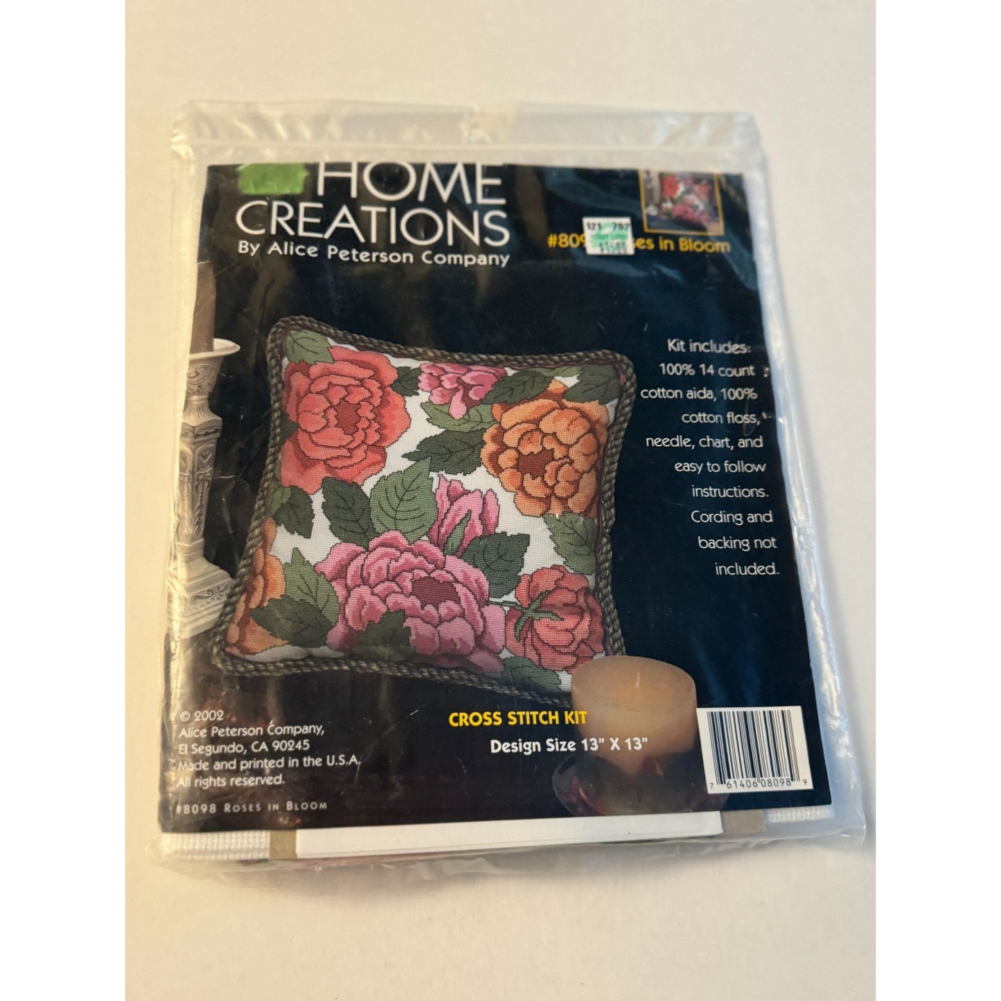Home Creations Cross Stitch Kit Roses In Bloom Flower Floral Garden 13 x 13 inch