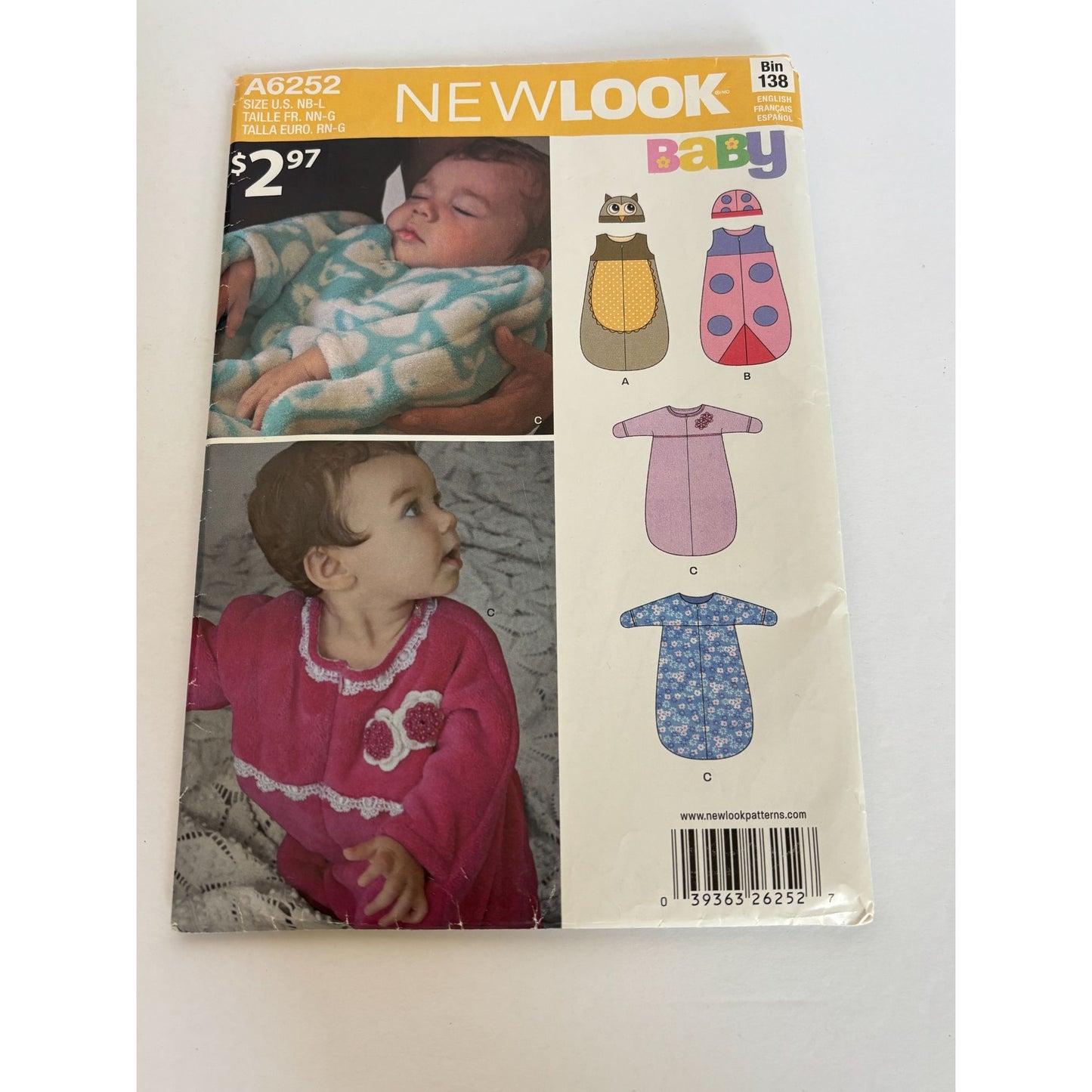 Simplicity Sewing Pattern A6252 Baby Sleep Sacks Wearable Blanket Owl Costumes