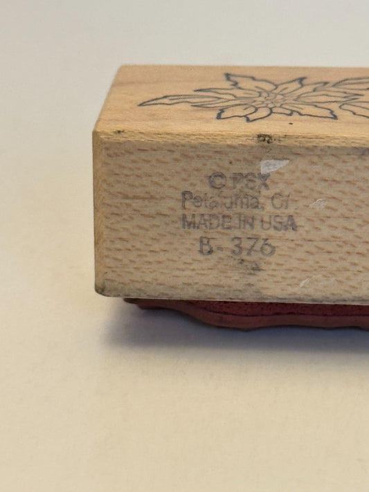 PSX Rubber Stamp Poinsettia Flower Christmas Gift Tag Card Making Small B-376