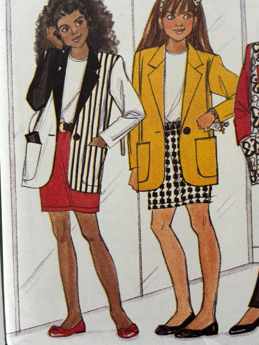 Butterick Sewing Pattern 6290 Blazer Jacket Pants 1990s School Girls 12 14 Uncut