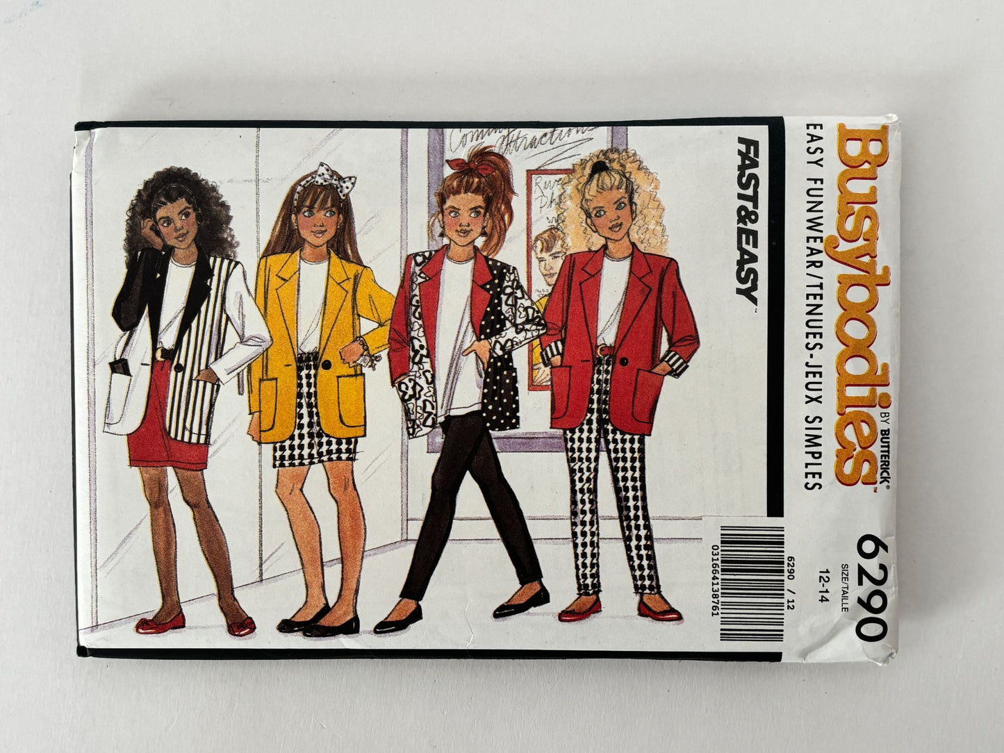 Butterick Sewing Pattern 6290 Blazer Jacket Pants 1990s School Girls 12 14 Uncut