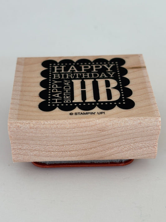 Stampin Up Rubber Stamp Happy Birthday Card Making Words Sentiment Wood Mounted