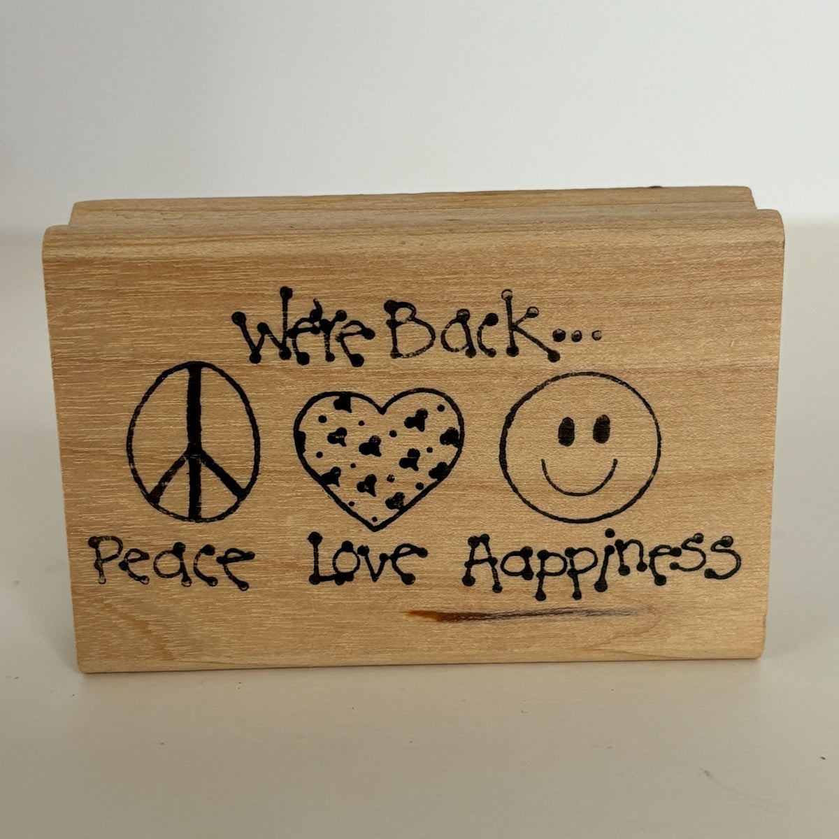 Peace Love Happiness Rubber Stamp We Are Back Hippies Retro Symbols Cardmaking
