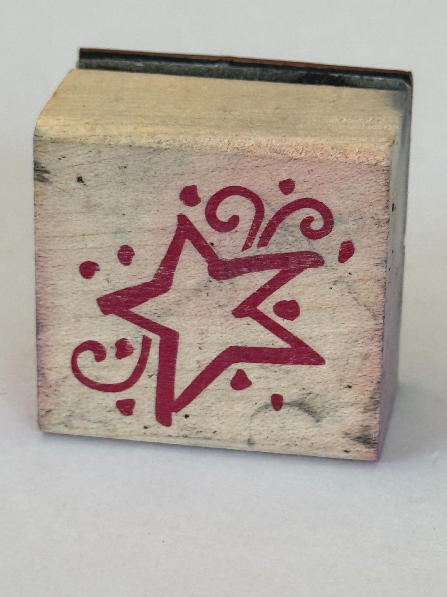 Star Rubber Stamp Celebration Confetti Swirls Card Making Craft Wood Mounted