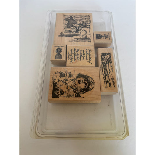 Stampin Up Rubber Stamp Set Courage Honor Military Soldier Praying Purple Heart