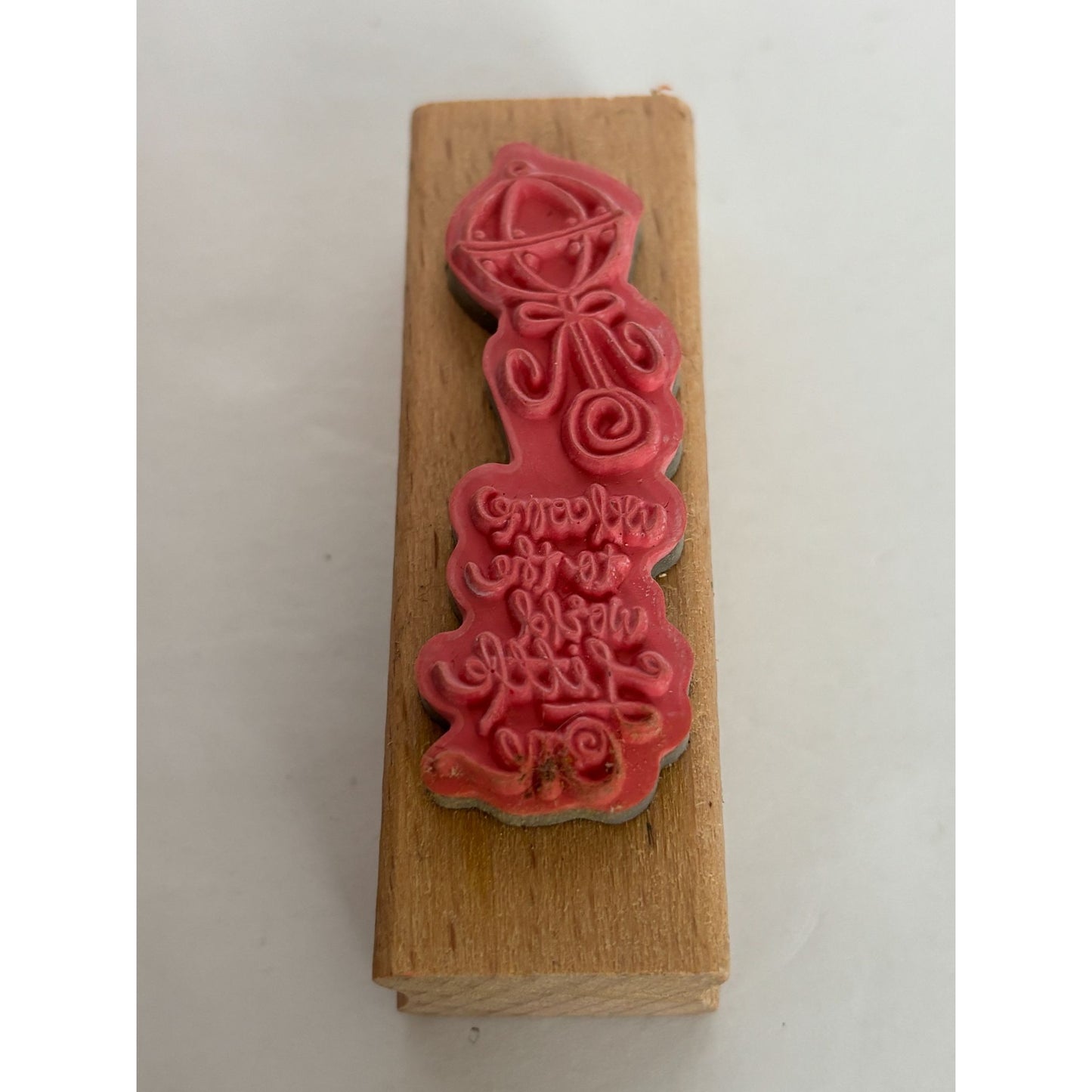 Studio G Rubber Stamp Welcome To The World Little One Baby Shower Rattle Words