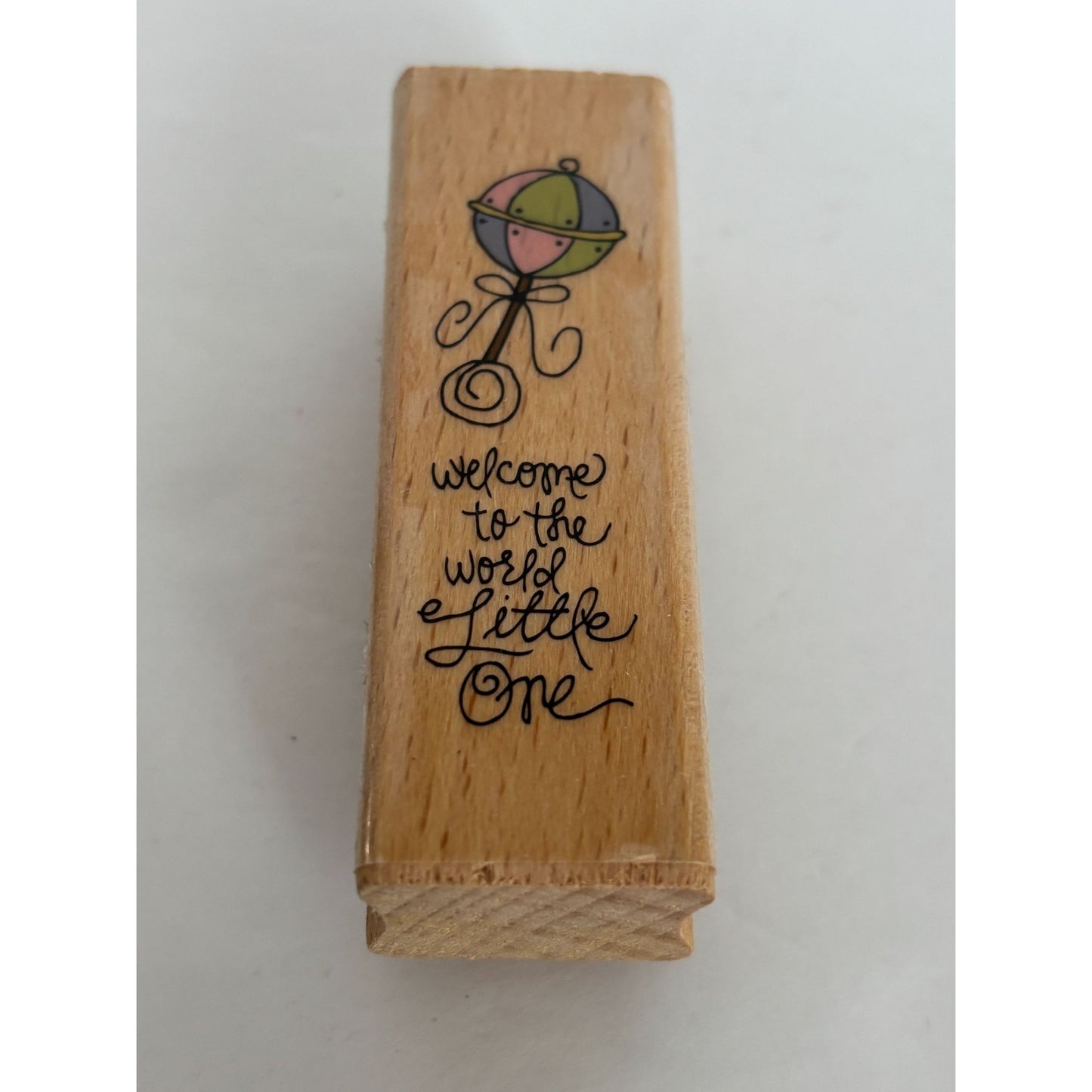 Studio G Rubber Stamp Welcome To The World Little One Baby Shower Rattle Words