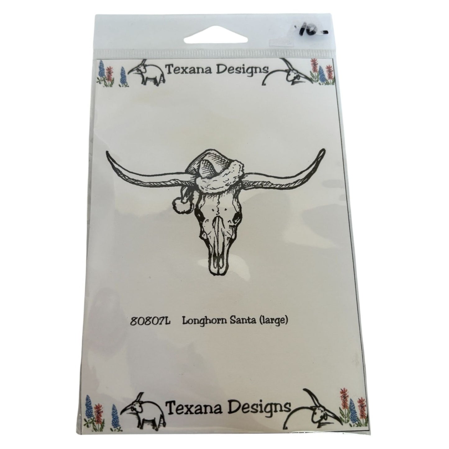 Texana Designs Rubber Stamp Longhorn Santa Large Texas Christmas Southwestern