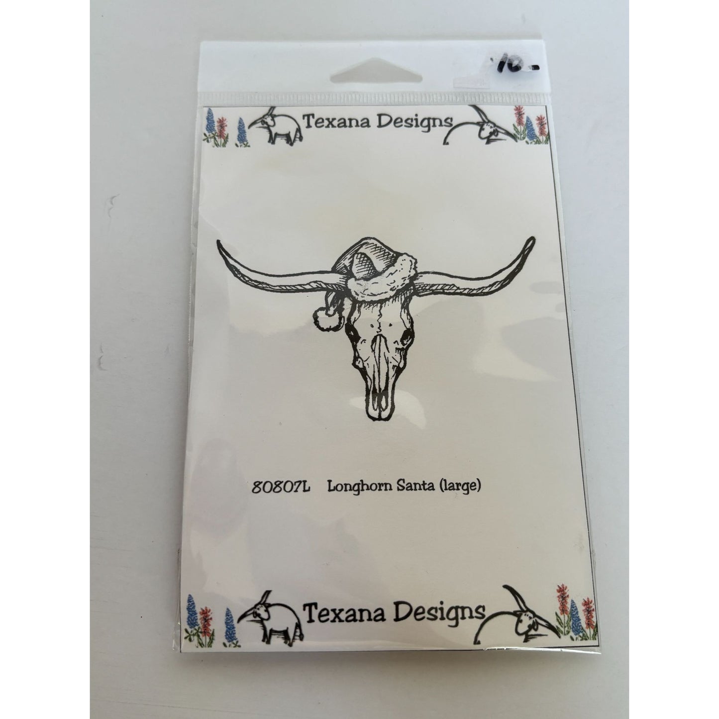 Texana Designs Rubber Stamp Longhorn Santa Large Texas Christmas Southwestern