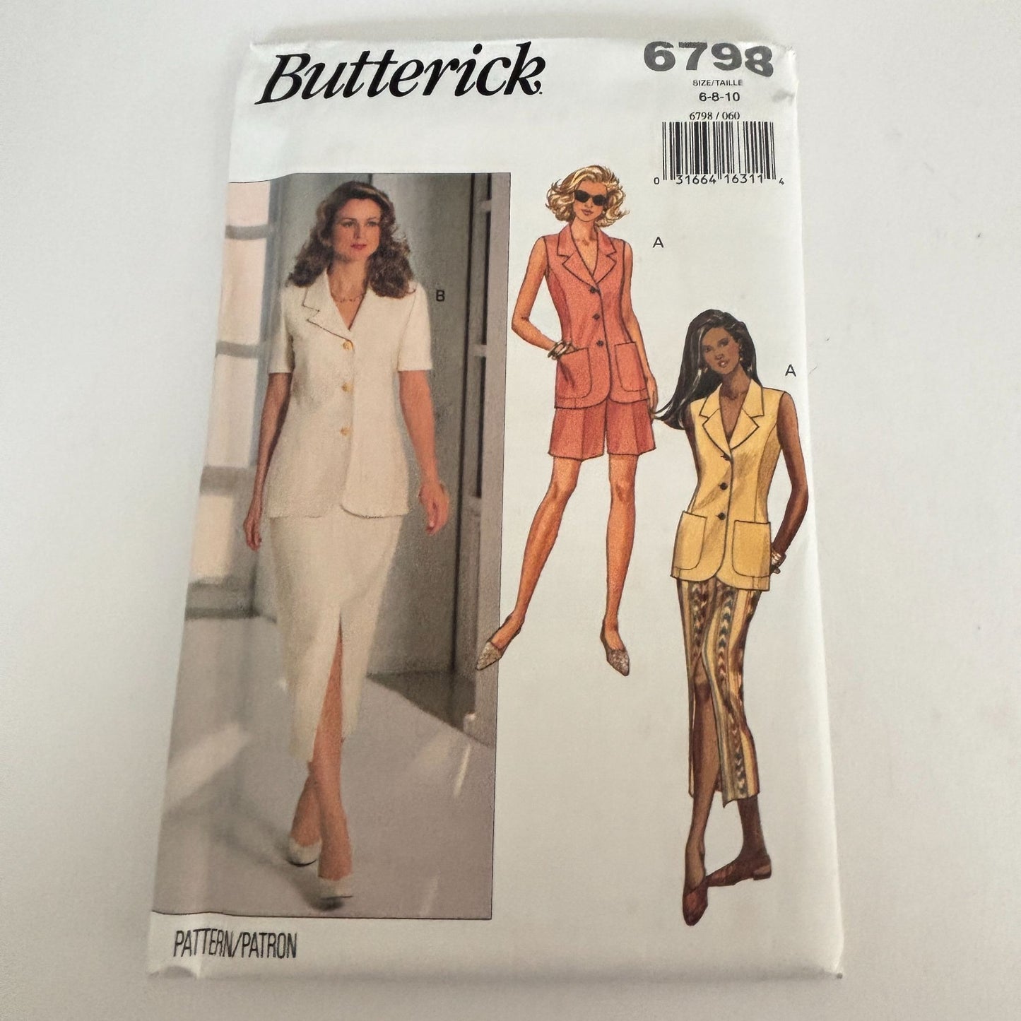 Butterick Sewing Pattern 6798 Top Skirt Shorts Set 90s Minimalist Summer Suit 6-10 Uncut