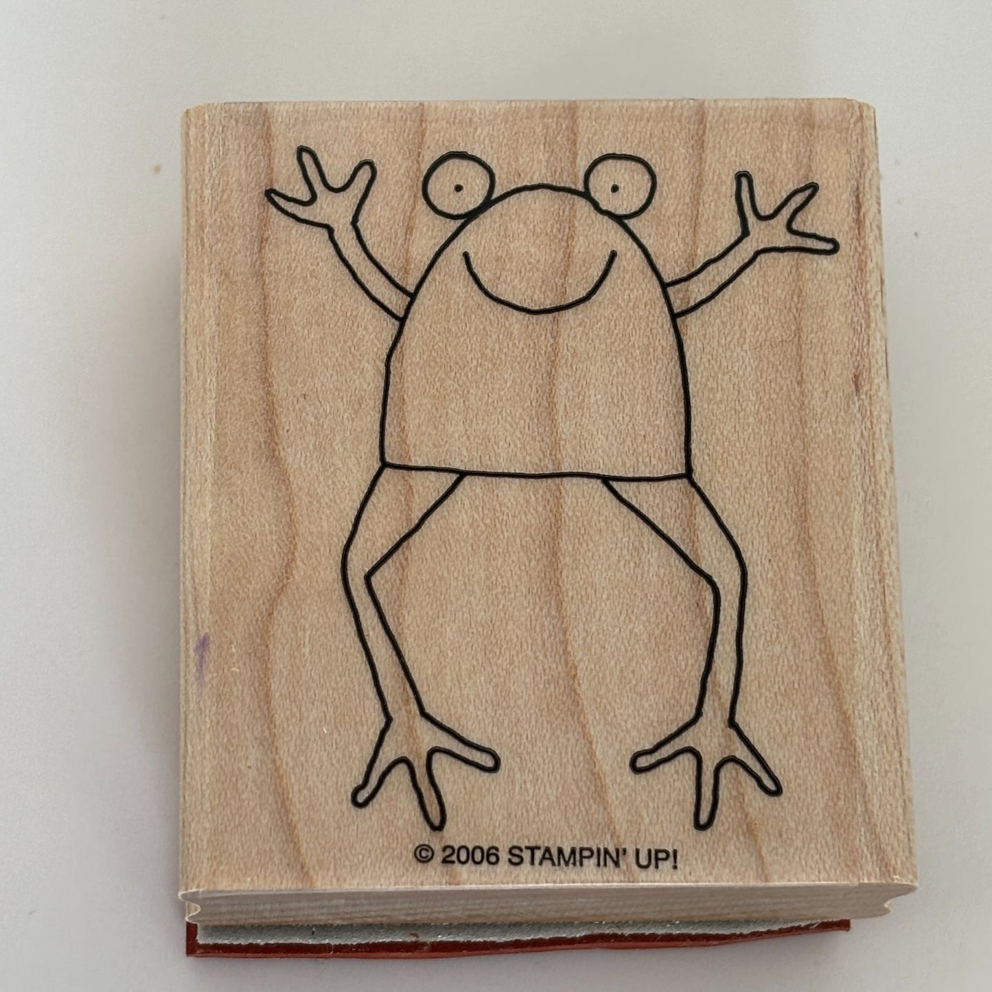 Stampin Up Wood Rubber Stamp Frog Jumping Open Arms Animal Hug Card Making Craft