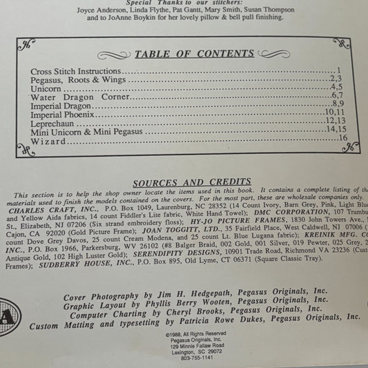 Figments Of Fantasy Cross Stitch Pattern Book Dragon Unicorn Wizard Pegasus 147