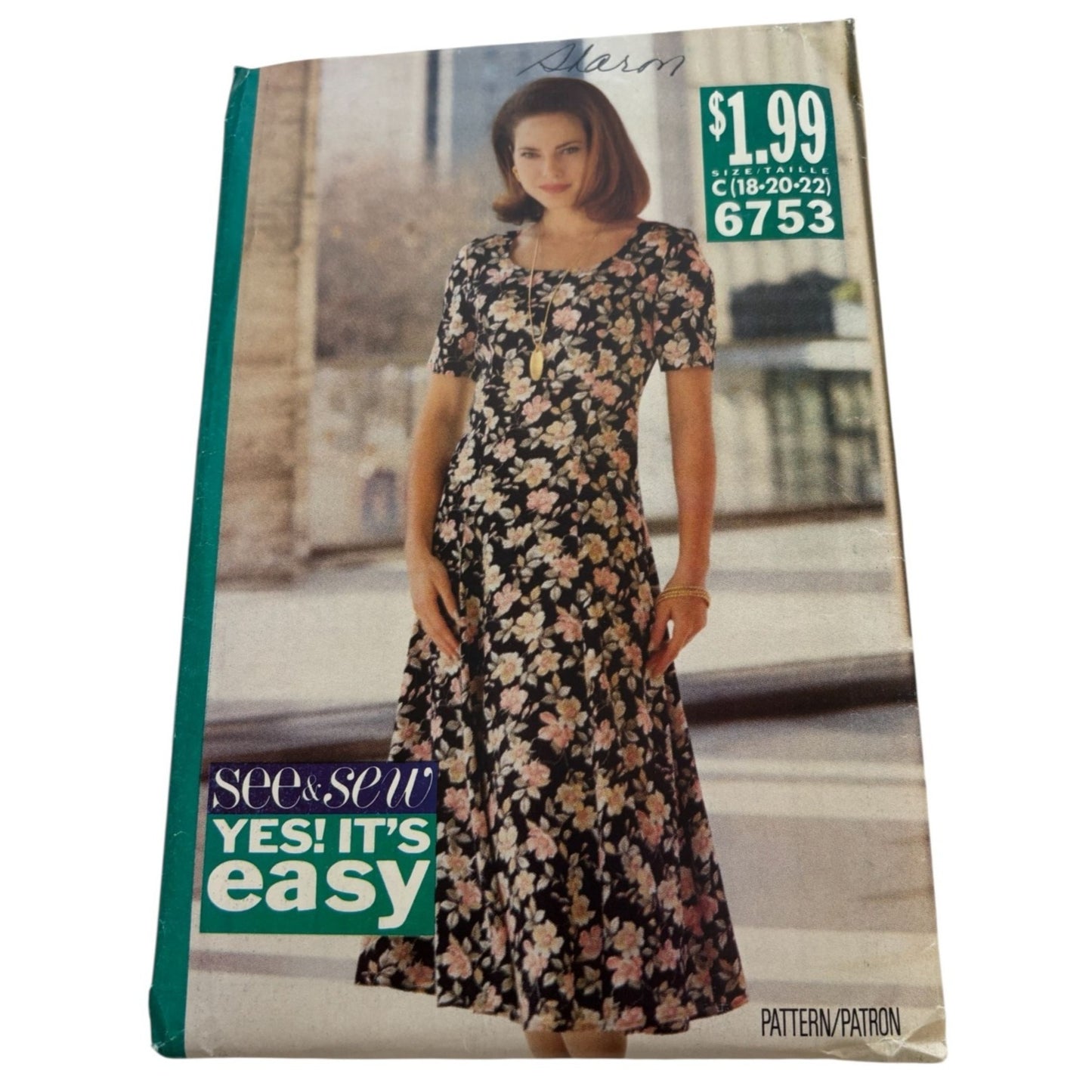 Butterick See and Sew Sewing Pattern 6753 Dress Very Easy Sizes 18 20 22 Uncut