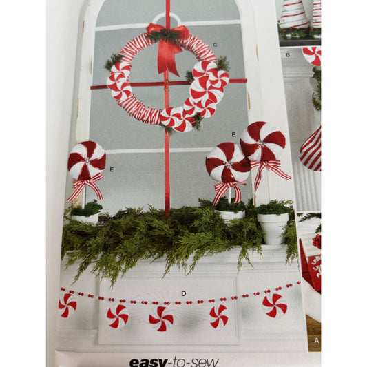 Simplicity Sewing Pattern S9668 Christmas Stocking Wreath Peppermint Tree Skirt