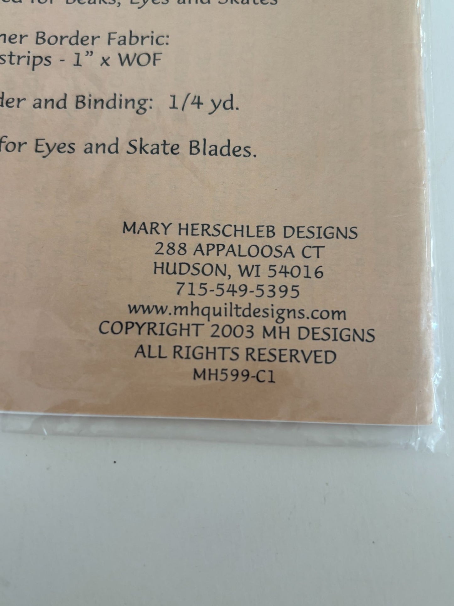 MH Designs Quilt Design 599 Penguins Crack The Whip Winter Ice Skating Christmas