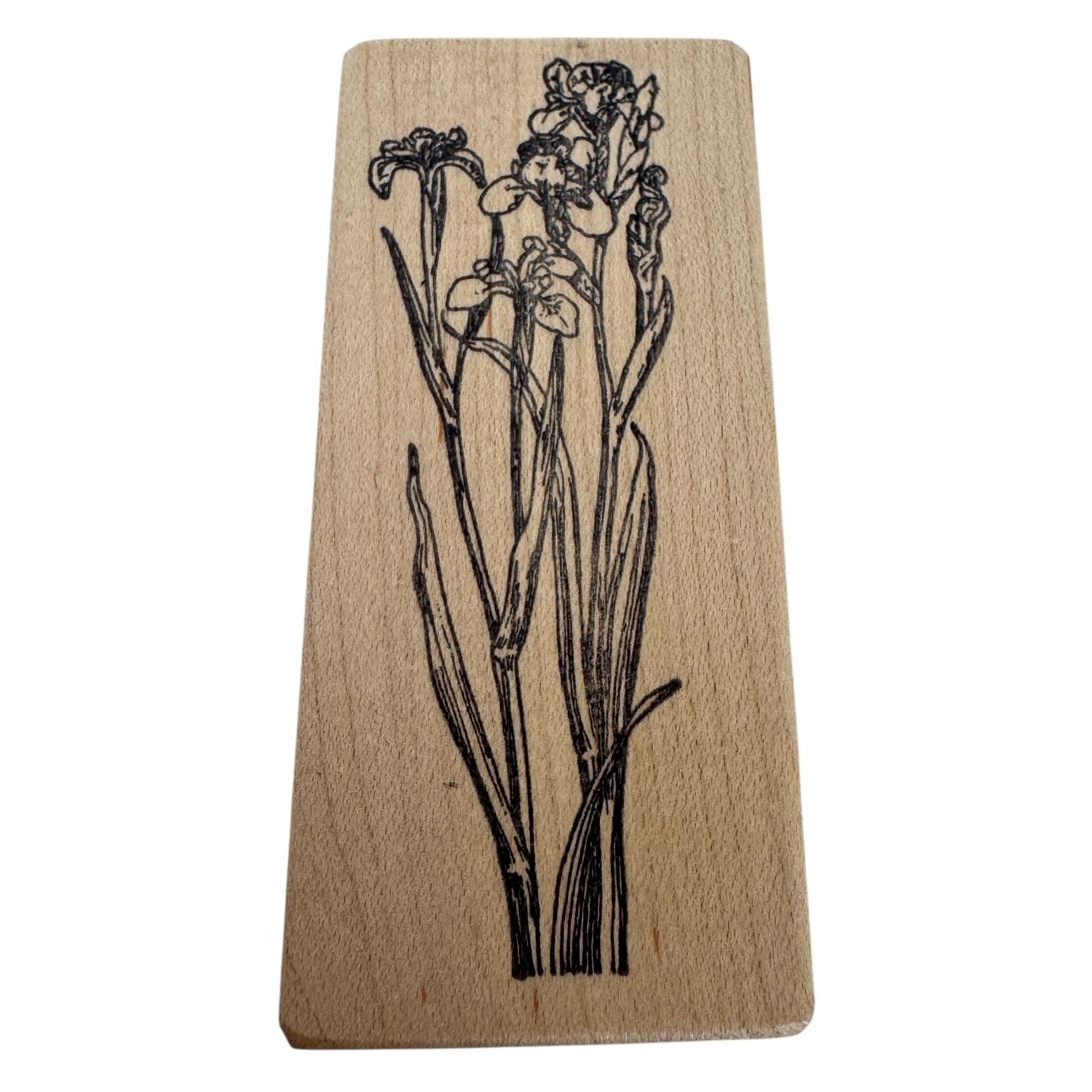 Rubber Poet Rubber Stamp Iris Flower Spring Garden Nature Easter Vertical Tall