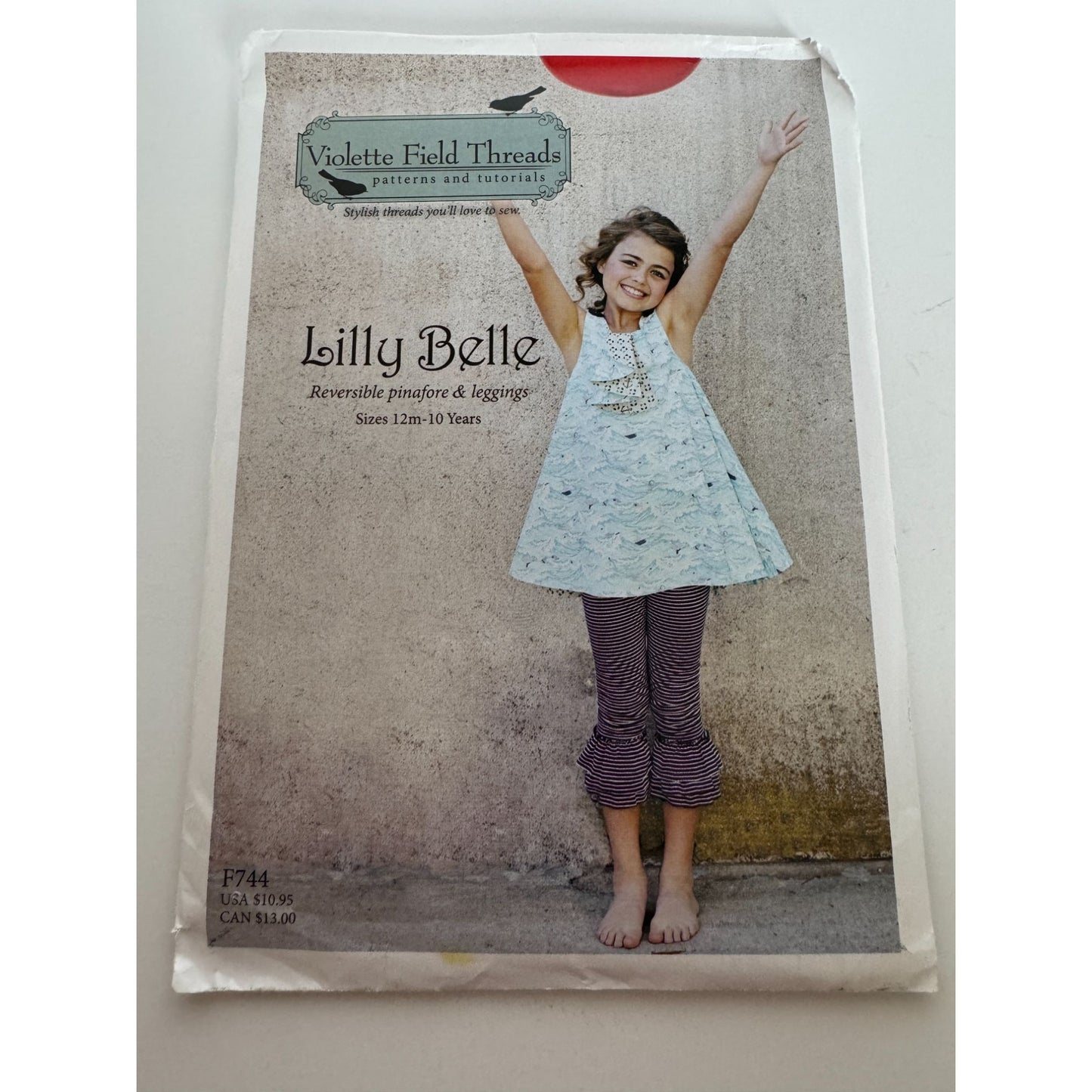 Violette Field Threads Sewing Pattern F744 Lilly Belle Pinafore Leggings 12M-10Y