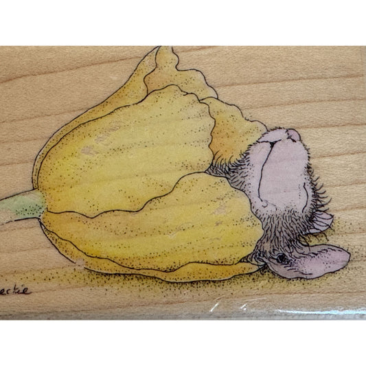 Stampabilities House Mouse Rubber Stamp Flower Bed Muzzy Mouse Sleeping Nap Cute