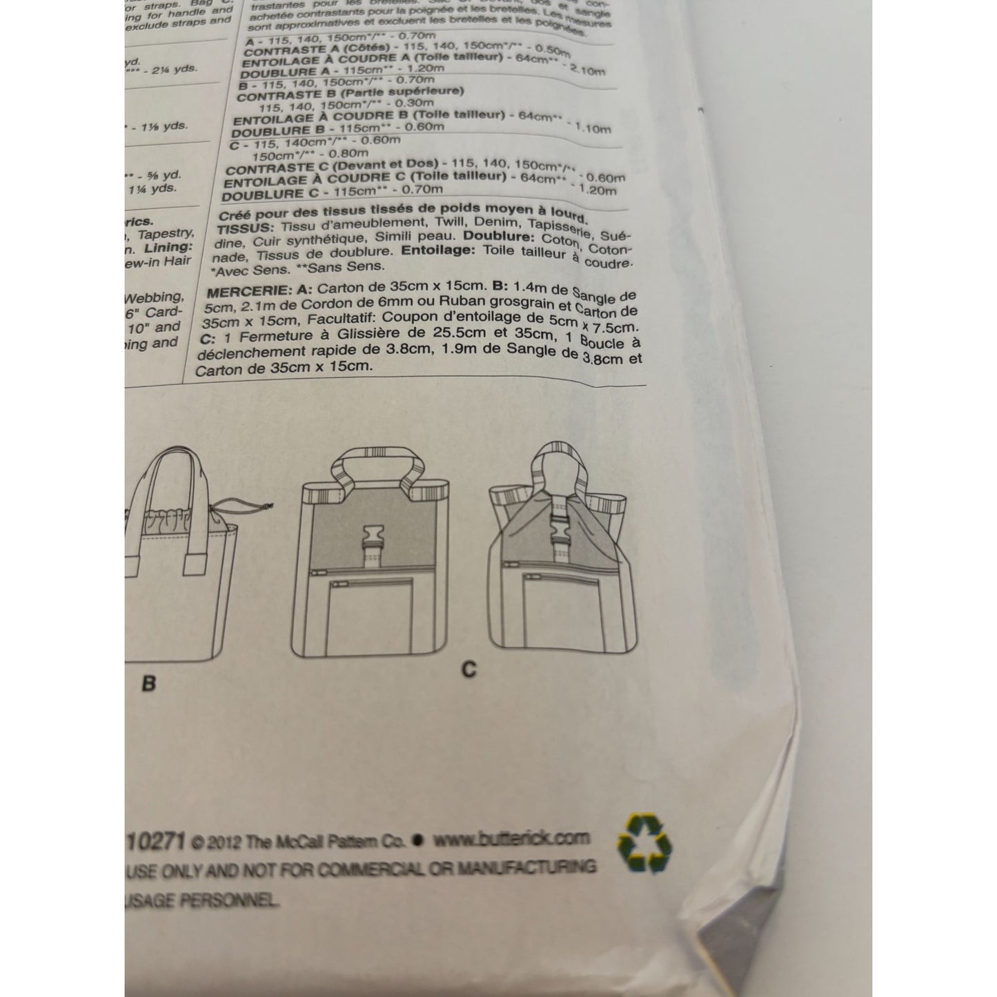 Butterick Sewing Pattern B5866 Car Organizers Trash Bin Seat Back Visor Box UC