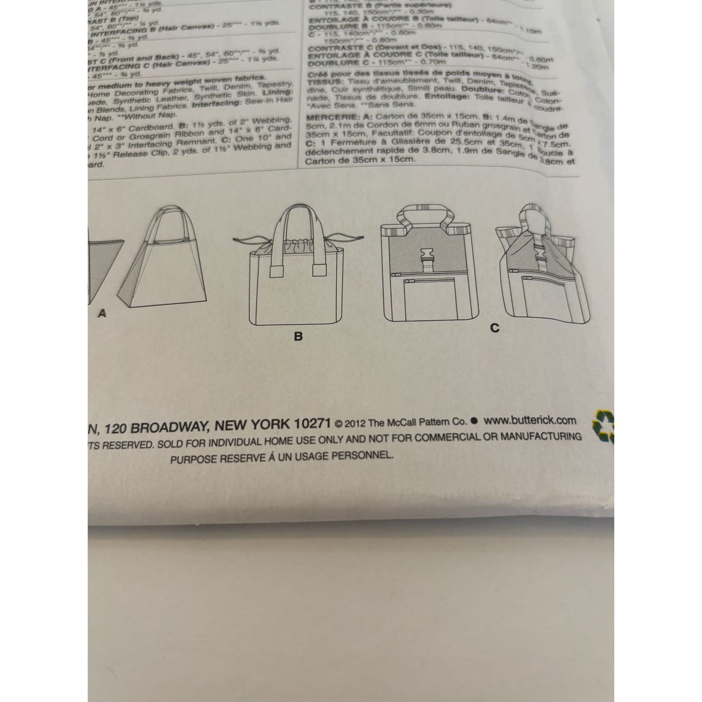 Butterick Sewing Pattern B5866 Car Organizers Trash Bin Seat Back Visor Box UC