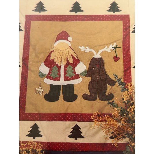 Alma Lynne Applique Quilt Pattern Santa Rudolph Christmas Home Decor 30x 30 Inch