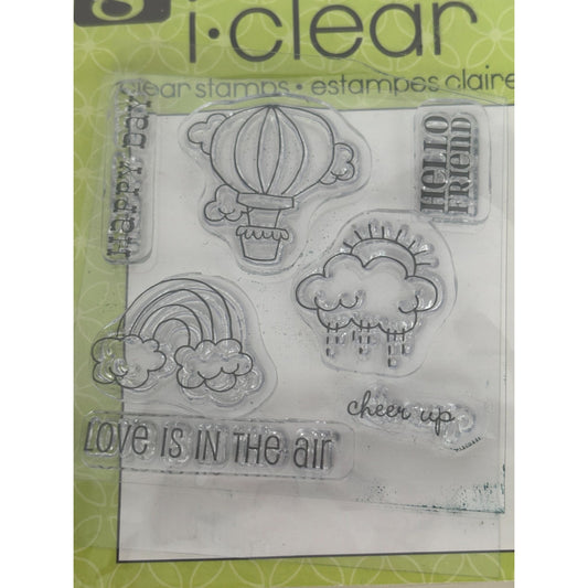 Studio G Clear Stamps Set Hot Air Balloon Rainbow Cheer Up Friendship Sentiments